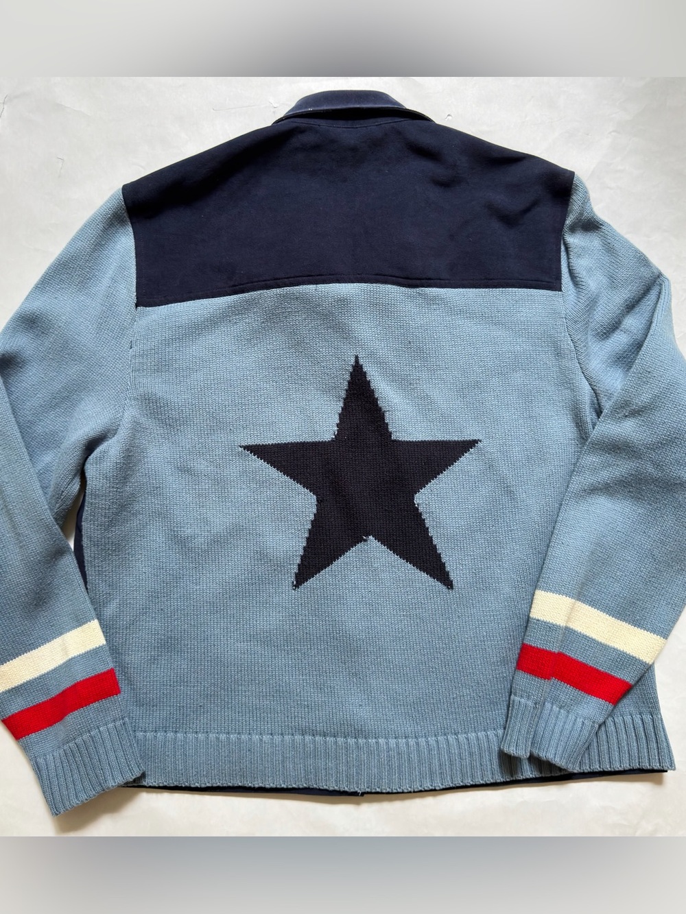 vintage Norton Studio women's mixed-media button-front jacket Star Sweater L